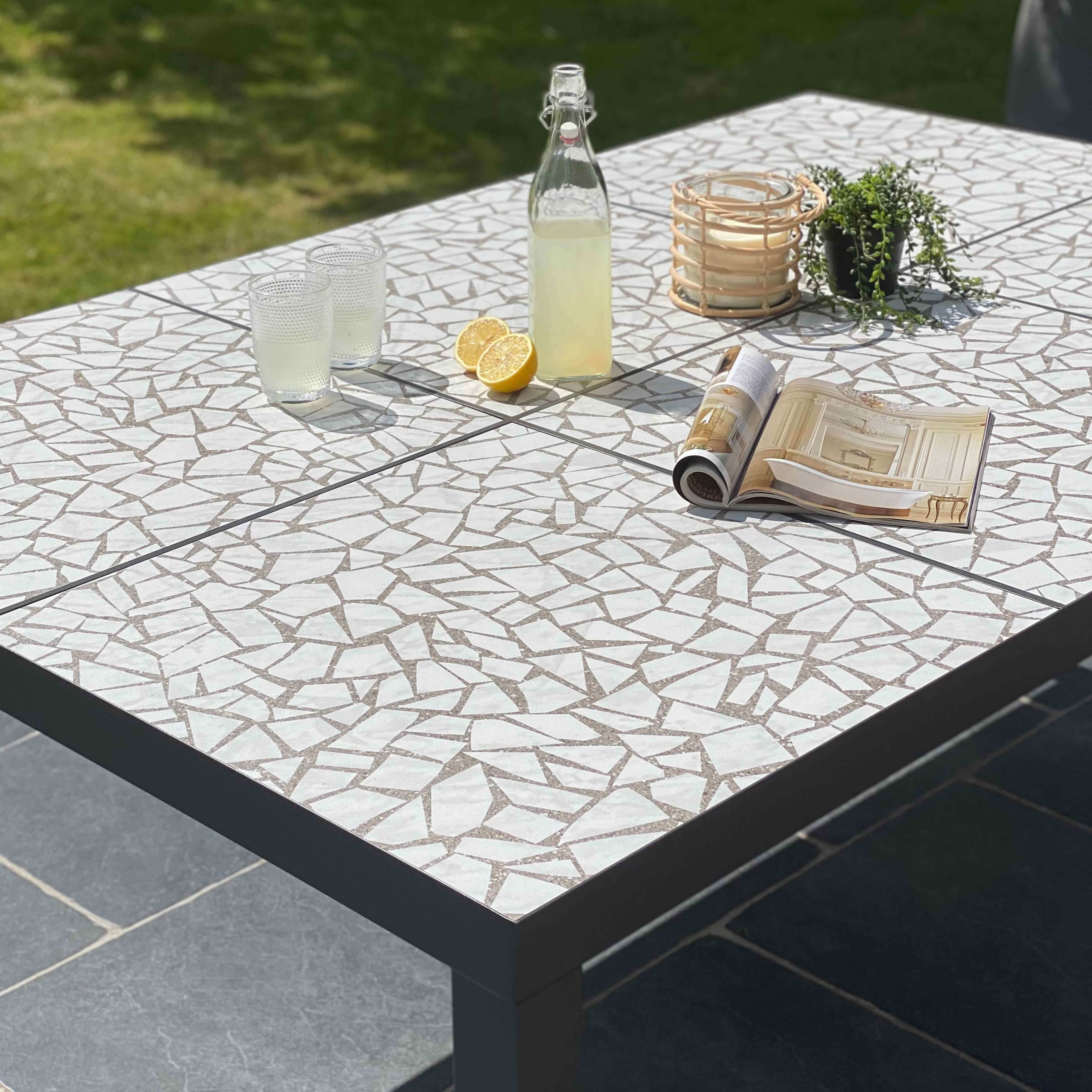 Oviala - Table de jardin en céramique effet mozaic 10 places 182 cm Tivoli - Oviala - Image 4