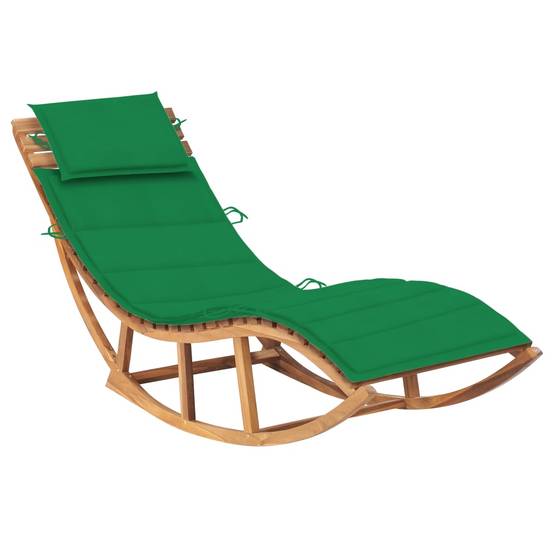Helloshop26 - Transat chaise longue bain de soleil lit de jardin terrasse meuble d'extérieur à bascule 180 cm avec coussin bois de teck solide - Image 1