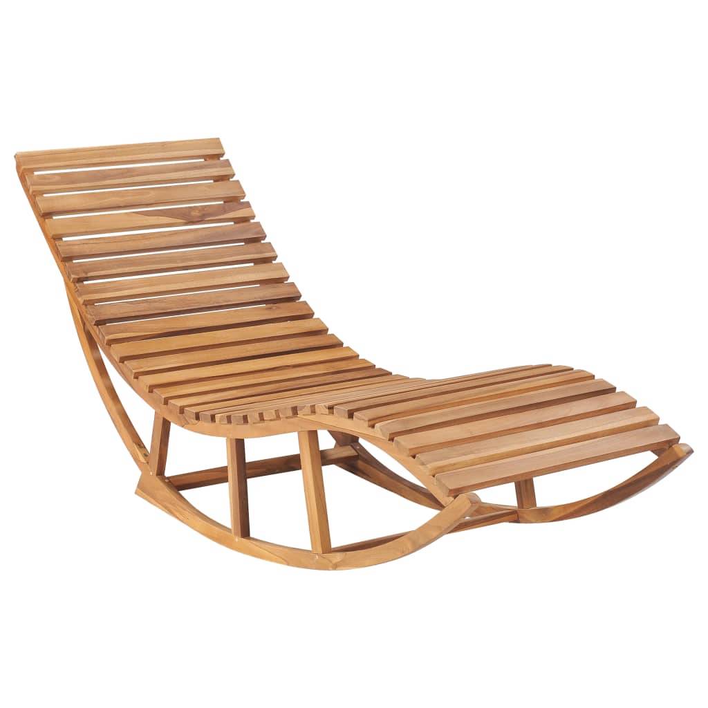 Helloshop26 - Transat chaise longue bain de soleil lit de jardin terrasse meuble d'extérieur à bascule 180 cm avec coussin bois de teck solide - Image 2