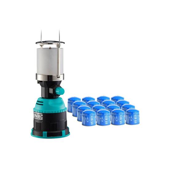 Lampe à gaz 450W Piezo Coque ABS + 16 cartouches de gaz 190gr Butane INTEC - Image 1