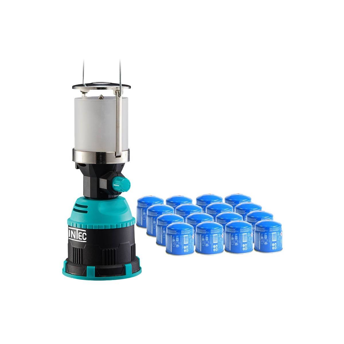 Lampe à gaz 450W Piezo Coque ABS + 16 cartouches de gaz 190gr Butane INTEC - Image 1