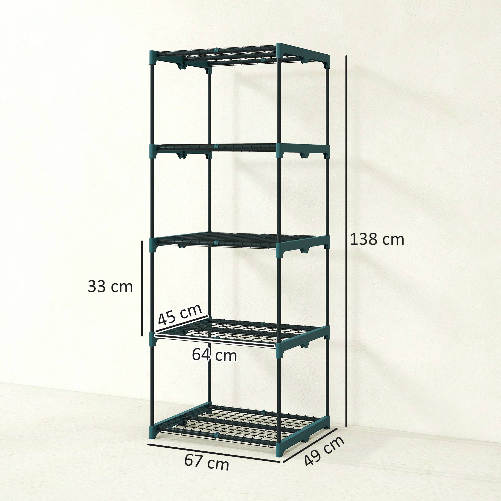 Étagère à plantes à 5 niveaux, en acier, avec étagères métalliques, 67 x 49 x 138 cm, vert foncé - Image 5