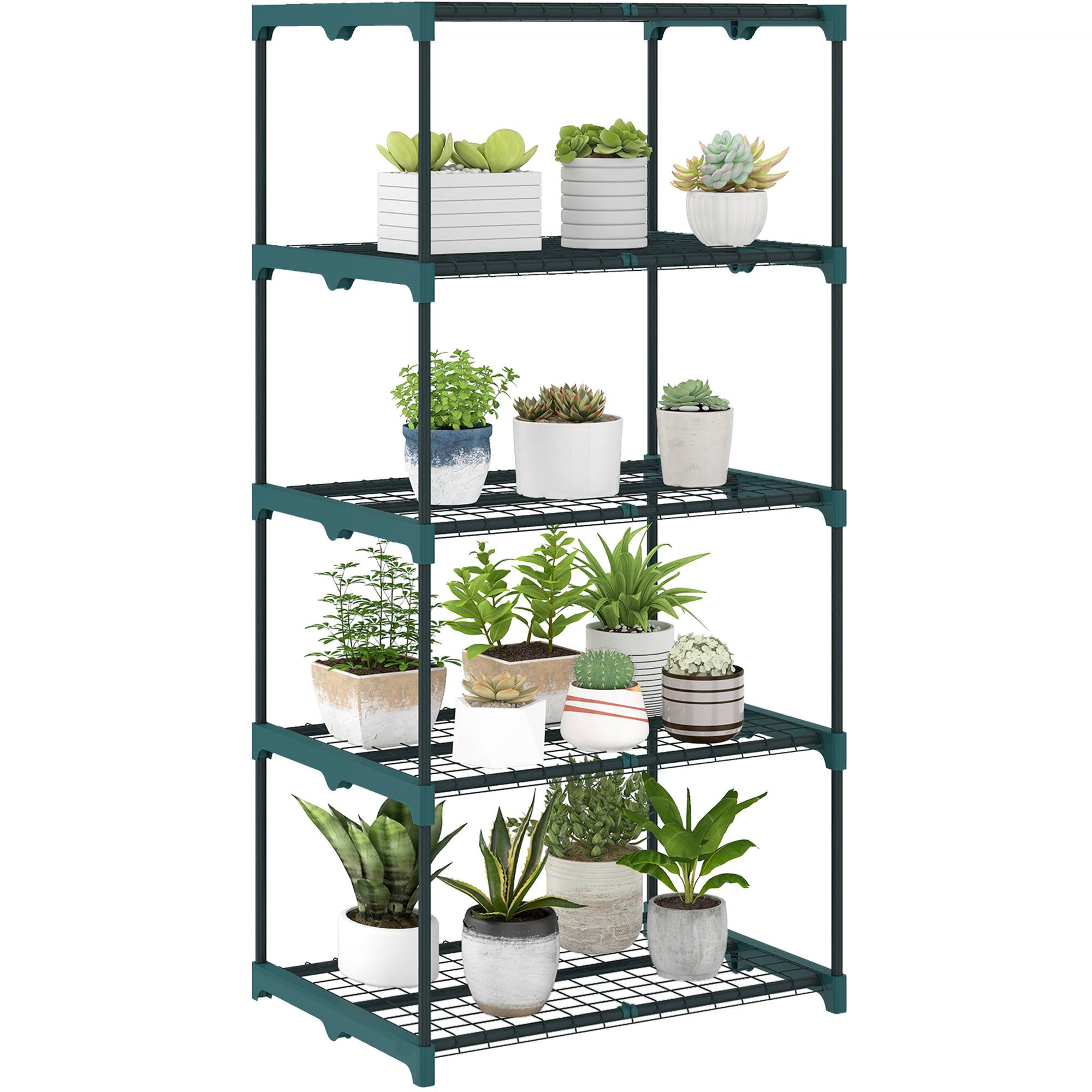 Étagère à plantes à 5 niveaux, en acier, avec étagères métalliques, 67 x 49 x 138 cm, vert foncé - Image 1