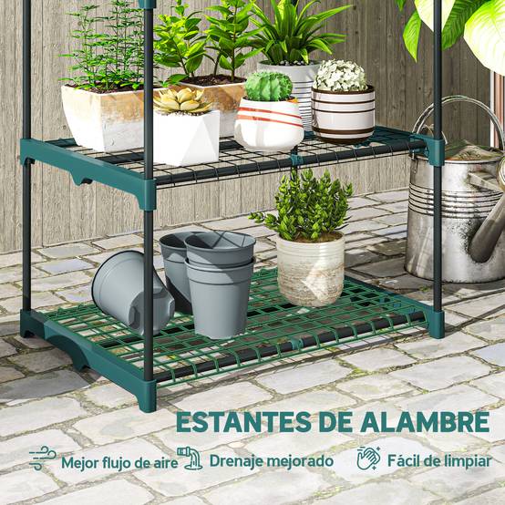 Étagère à plantes à 5 niveaux, en acier, avec étagères métalliques, 67 x 49 x 138 cm, vert foncé - Image 7