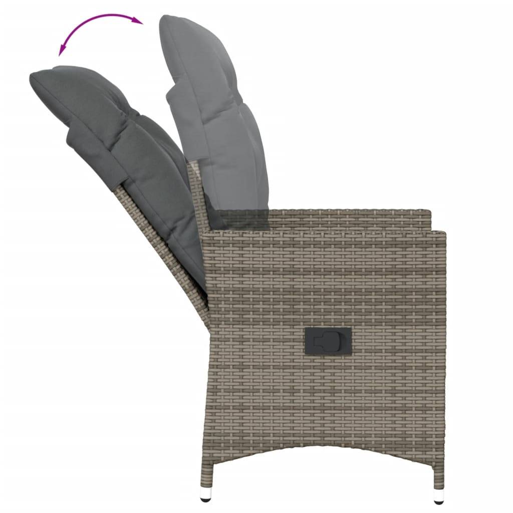 Vidaxl - Chaises inclinables de jardin lot de 2 et coussins gris rotin vidaXL 365647 - Image 7