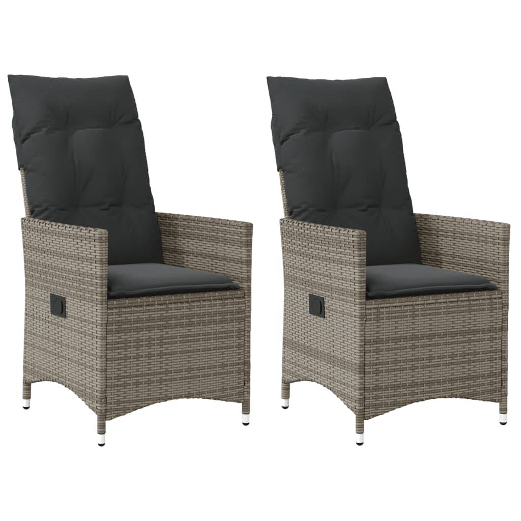Vidaxl - Chaises inclinables de jardin lot de 2 et coussins gris rotin vidaXL 365647 - Image 1