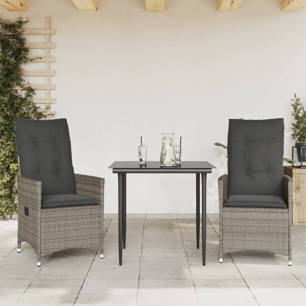 Vidaxl - Chaises inclinables de jardin lot de 2 et coussins gris rotin vidaXL 365647 - Image 2