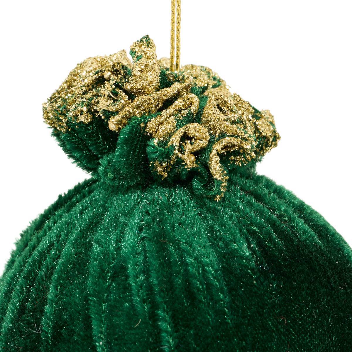 Feeric Christmas - Boule de Noël en velours vert D. 80 mm - Feeric Lights & Christmas - Image 2