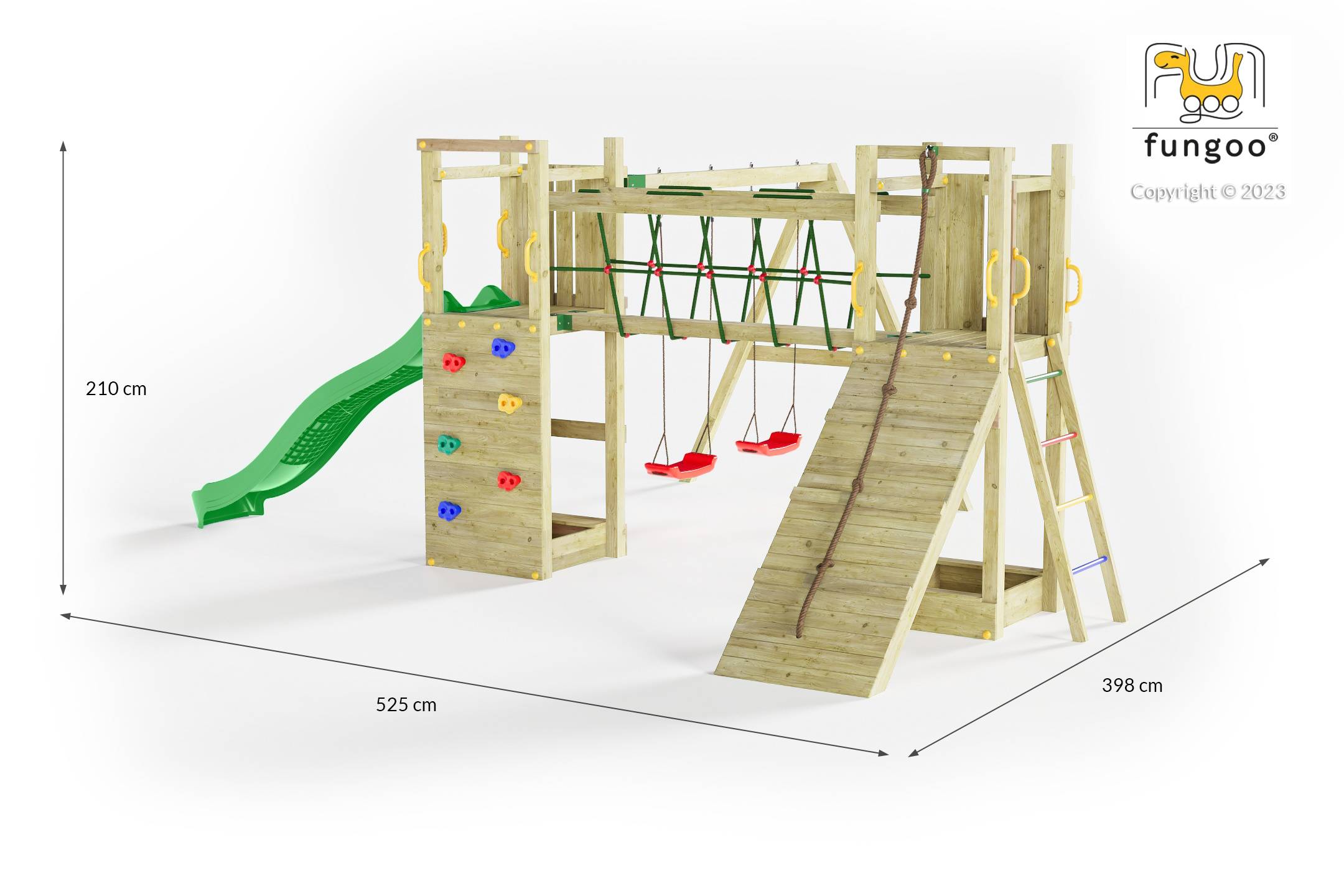 Fungoo - Aire de jeu FUNGOO FUNNY MAXI EXPOSURE avec pont et toboggan - Image 2
