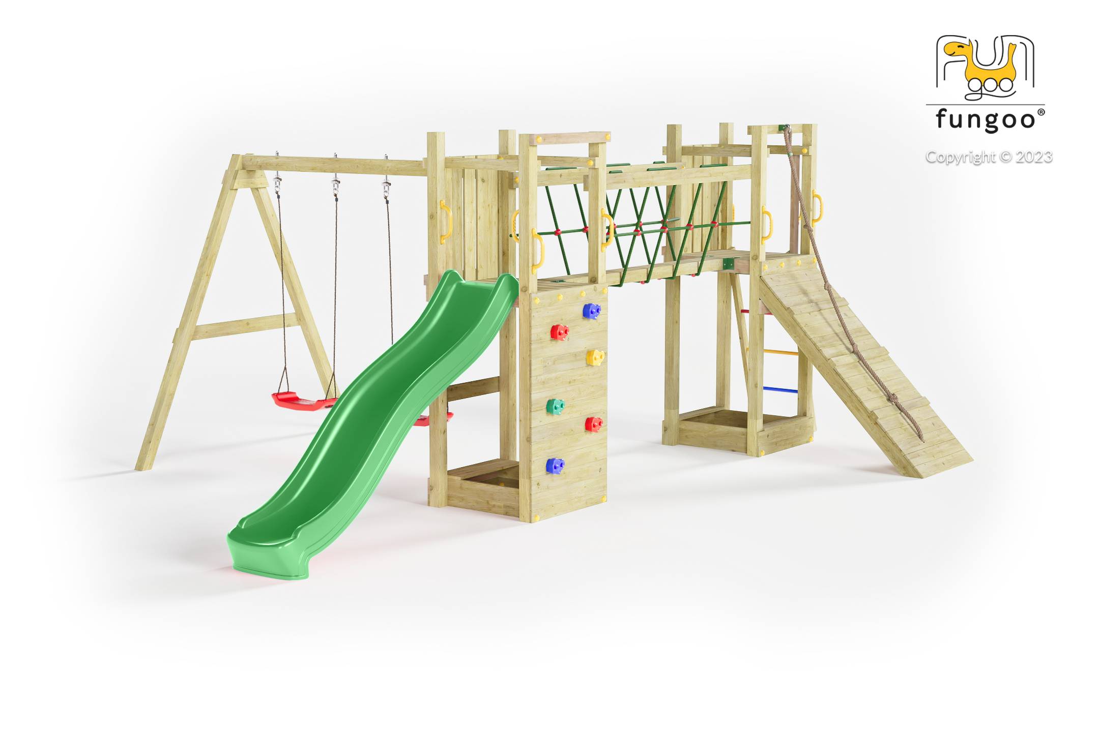 Fungoo - Aire de jeu FUNGOO FUNNY MAXI EXPOSURE avec pont et toboggan - Image 1