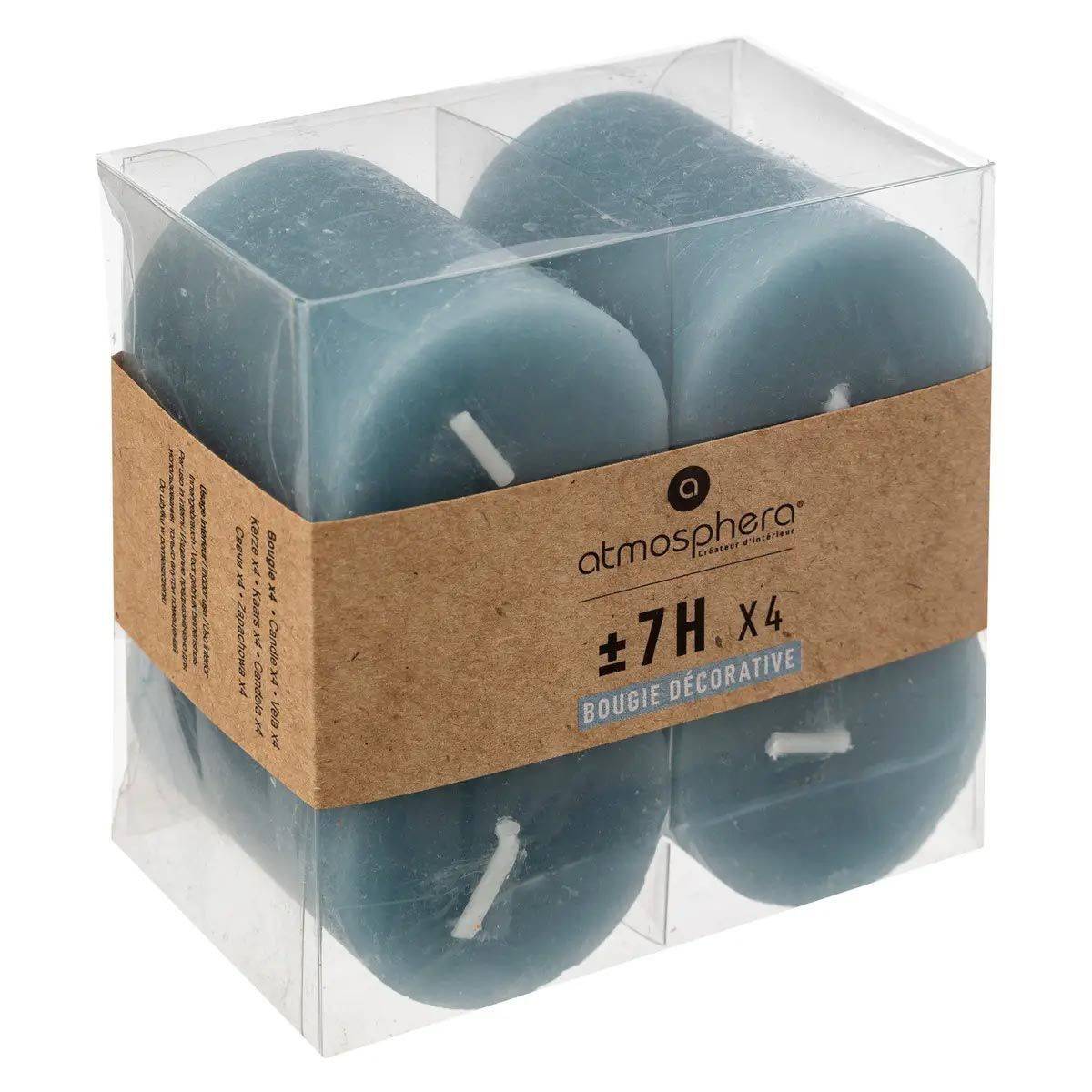 Atmosphera - Lot de 4 Bougies décoratives Votive Rustique Bleu orage D 4.5 cm - Image 3