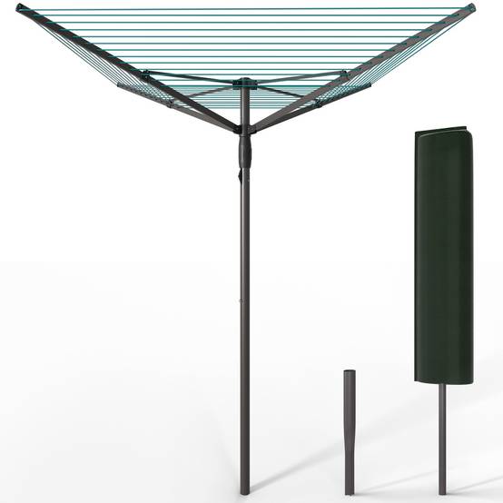 Étendoir à linge extérieur rotatif 50m avec housse de protection - Séchoir parapluie grande surface d'étendage - Gris - VOUNOT® - Image 1