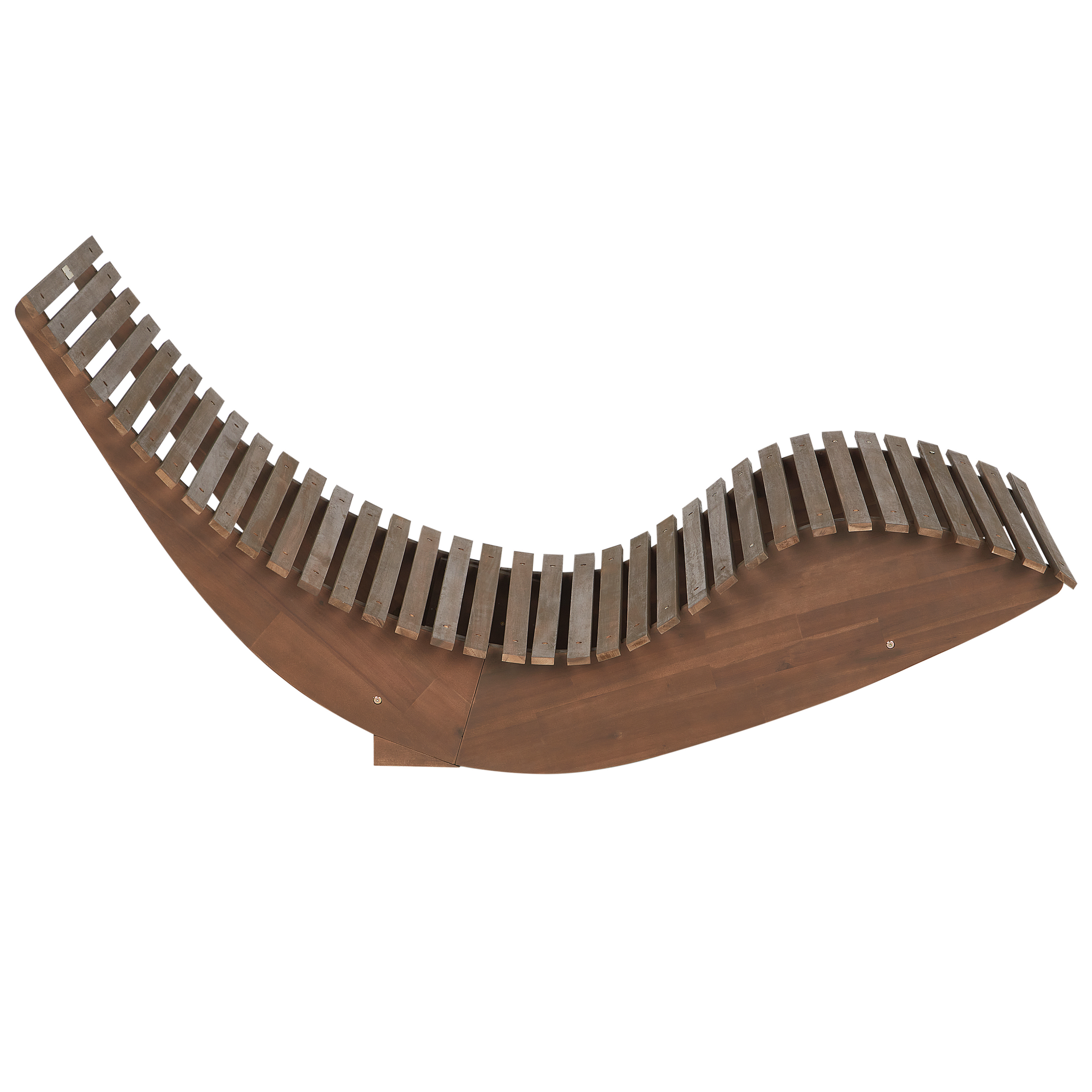 Beliani - Chaise Longue à Bascule Bois Foncé en Bois d'Acacia avec Coussin Blanc Cassé Patio Terrasse Jardin à Lattes - Image 8