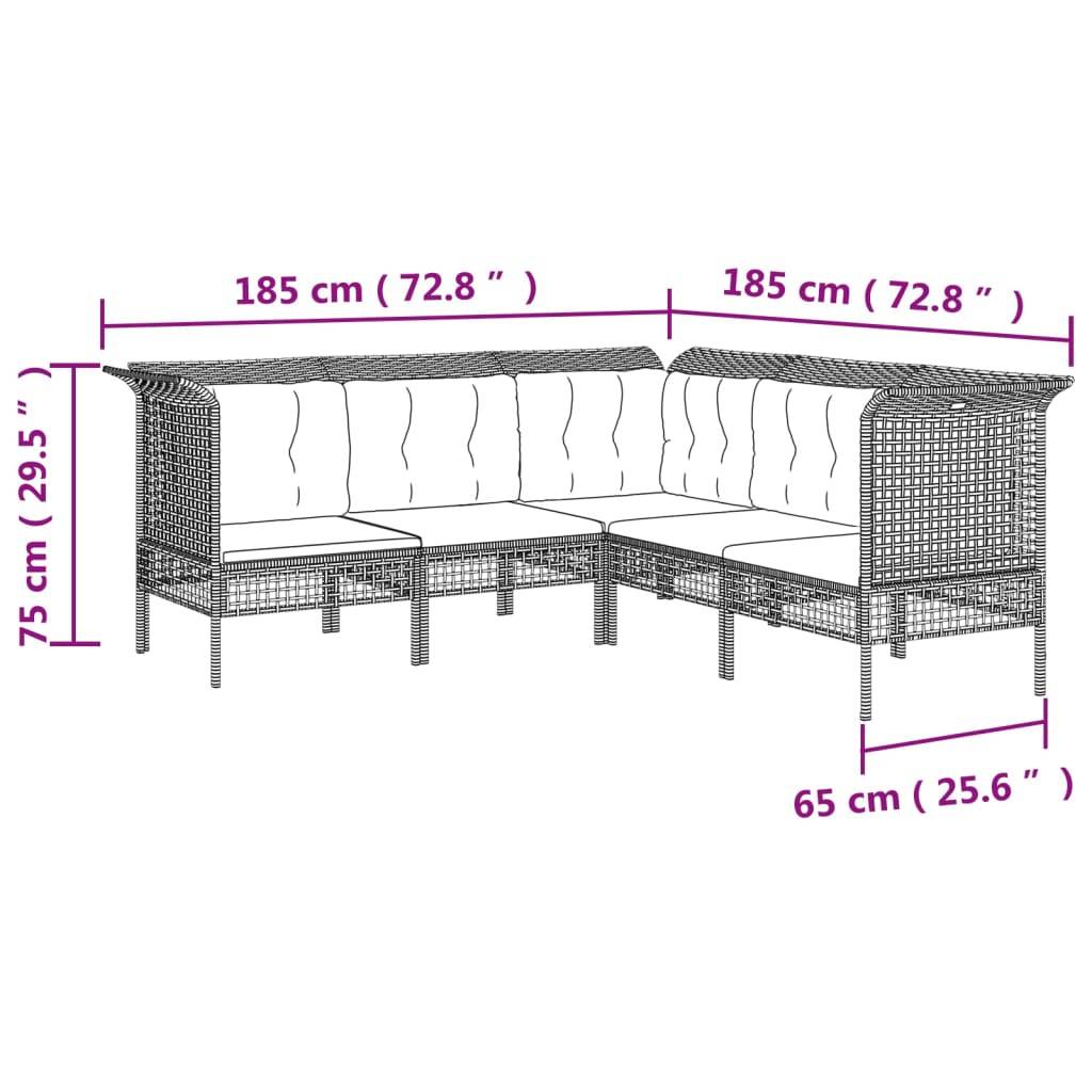 Helloshop26 - Salon de jardin meuble d'extérieur ensemble de mobilier 13 pièces avec coussins gris résine tressée - Image 5