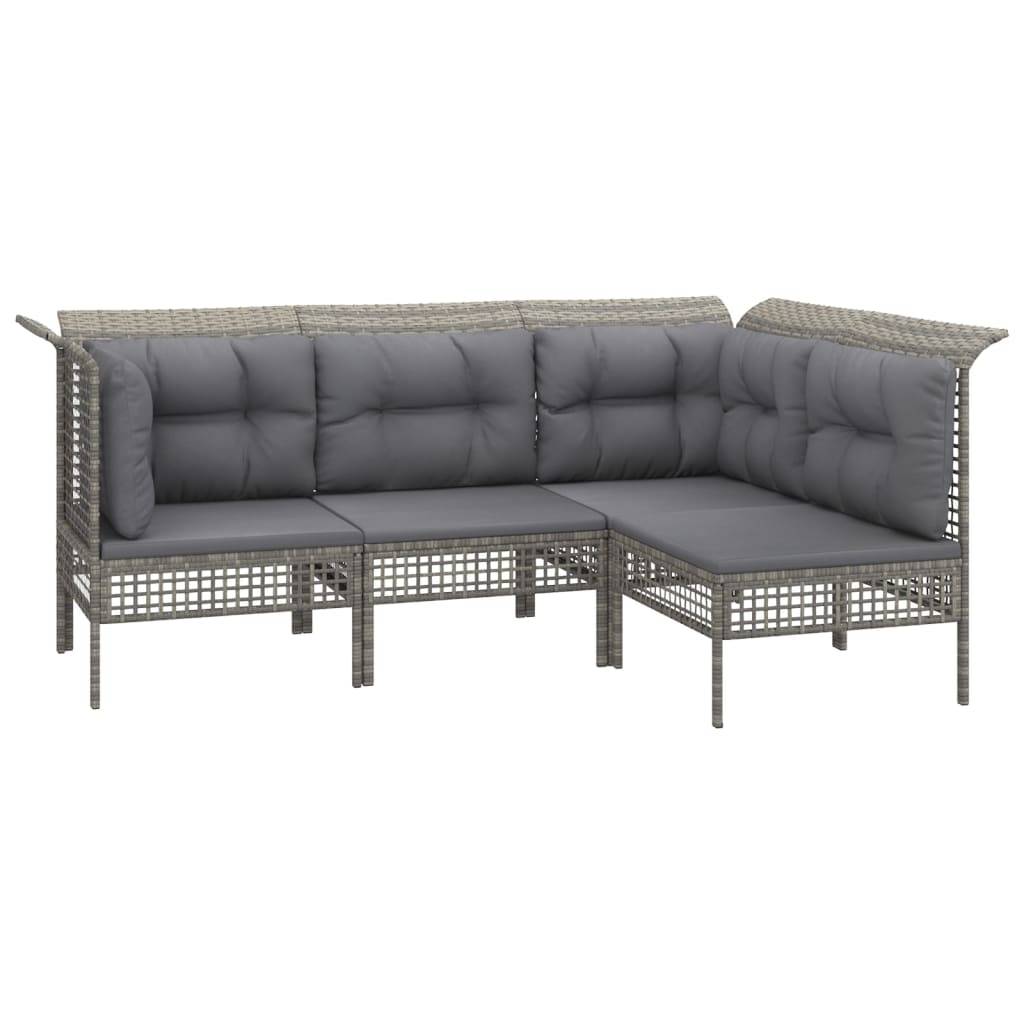 Helloshop26 - Salon de jardin meuble d'extérieur ensemble de mobilier 13 pièces avec coussins gris résine tressée - Image 2
