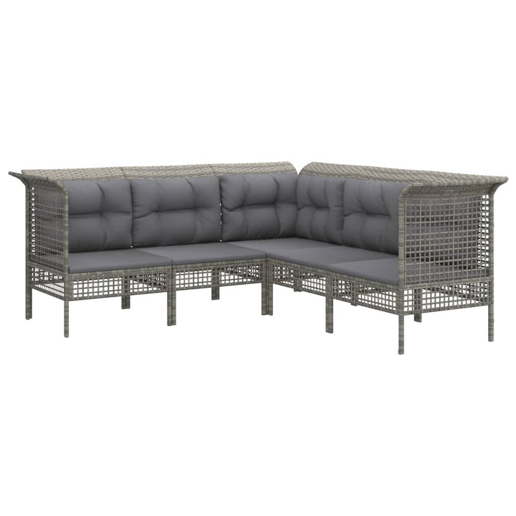 Helloshop26 - Salon de jardin meuble d'extérieur ensemble de mobilier 13 pièces avec coussins gris résine tressée - Image 3