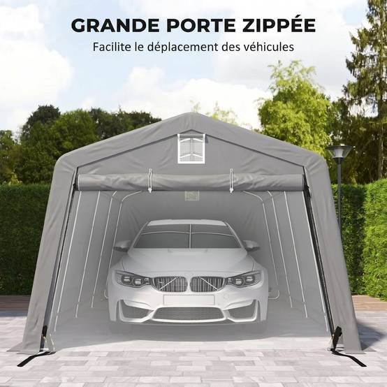 Tente garage carport dim. 6,2L x 3,3l x 2,4H m acier galvanisé robuste PE haute densité 150 g/m² imperméable anti-UV - Image 8