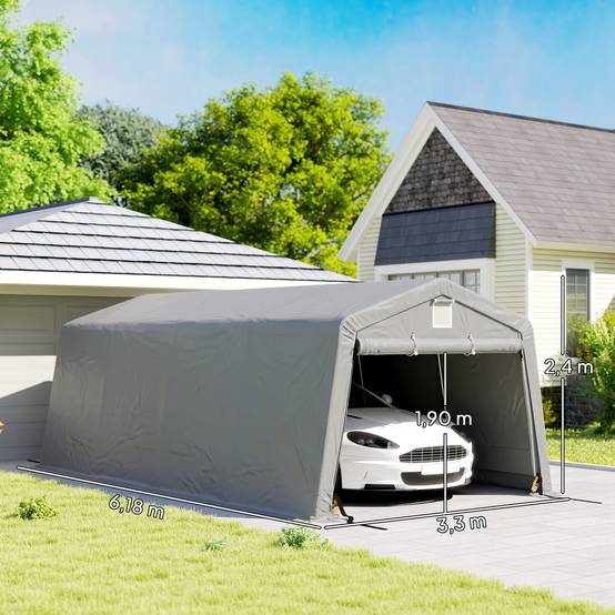 Tente garage carport dim. 6,2L x 3,3l x 2,4H m acier galvanisé robuste PE haute densité 150 g/m² imperméable anti-UV - Image 5