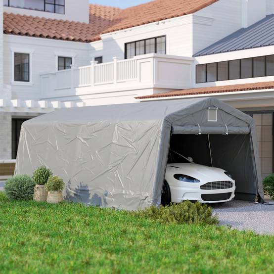 Tente garage carport dim. 6,2L x 3,3l x 2,4H m acier galvanisé robuste PE haute densité 150 g/m² imperméable anti-UV - Image 3
