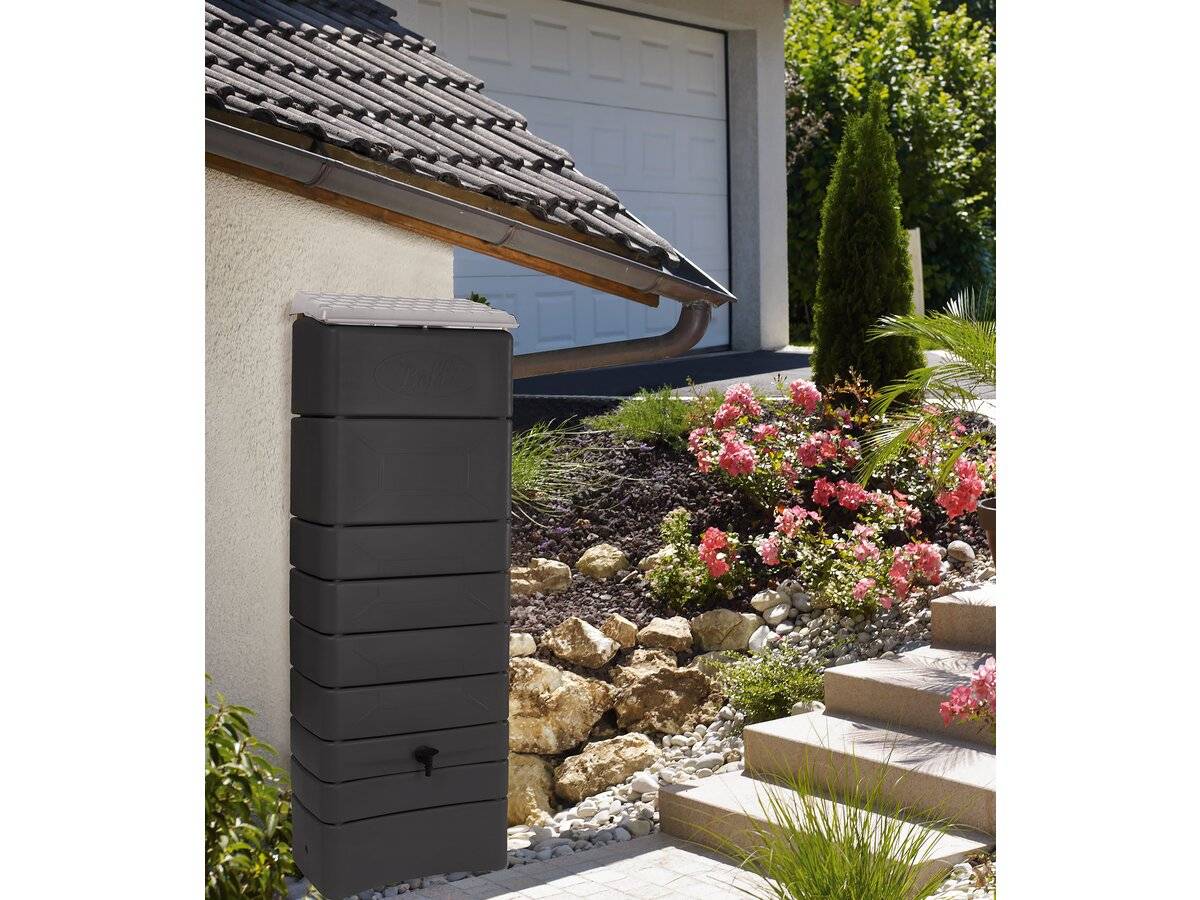 Récupérateur D'eau Mural "bekasi" - 300 L - Anthracite -habitat Et Jardin - Image 2