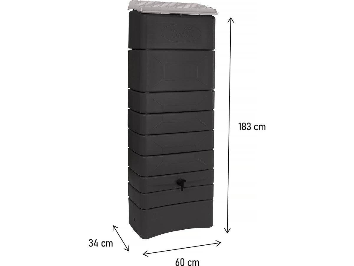 Récupérateur D'eau Mural "bekasi" - 300 L - Anthracite -habitat Et Jardin - Image 3