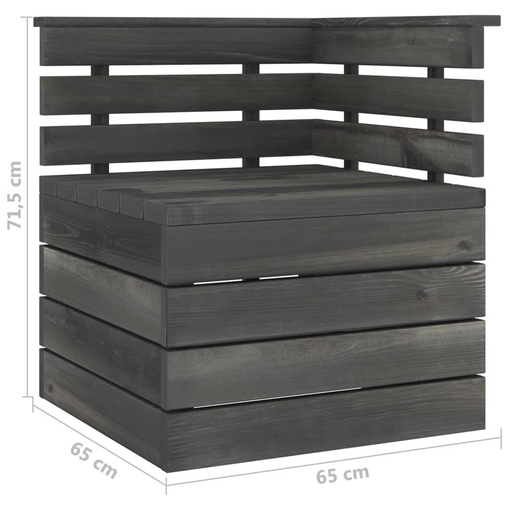 Helloshop26 - Salon de jardin palette meuble d'extérieur ensemble de mobilier 2 places gris foncé bois de pin massif - Image 7