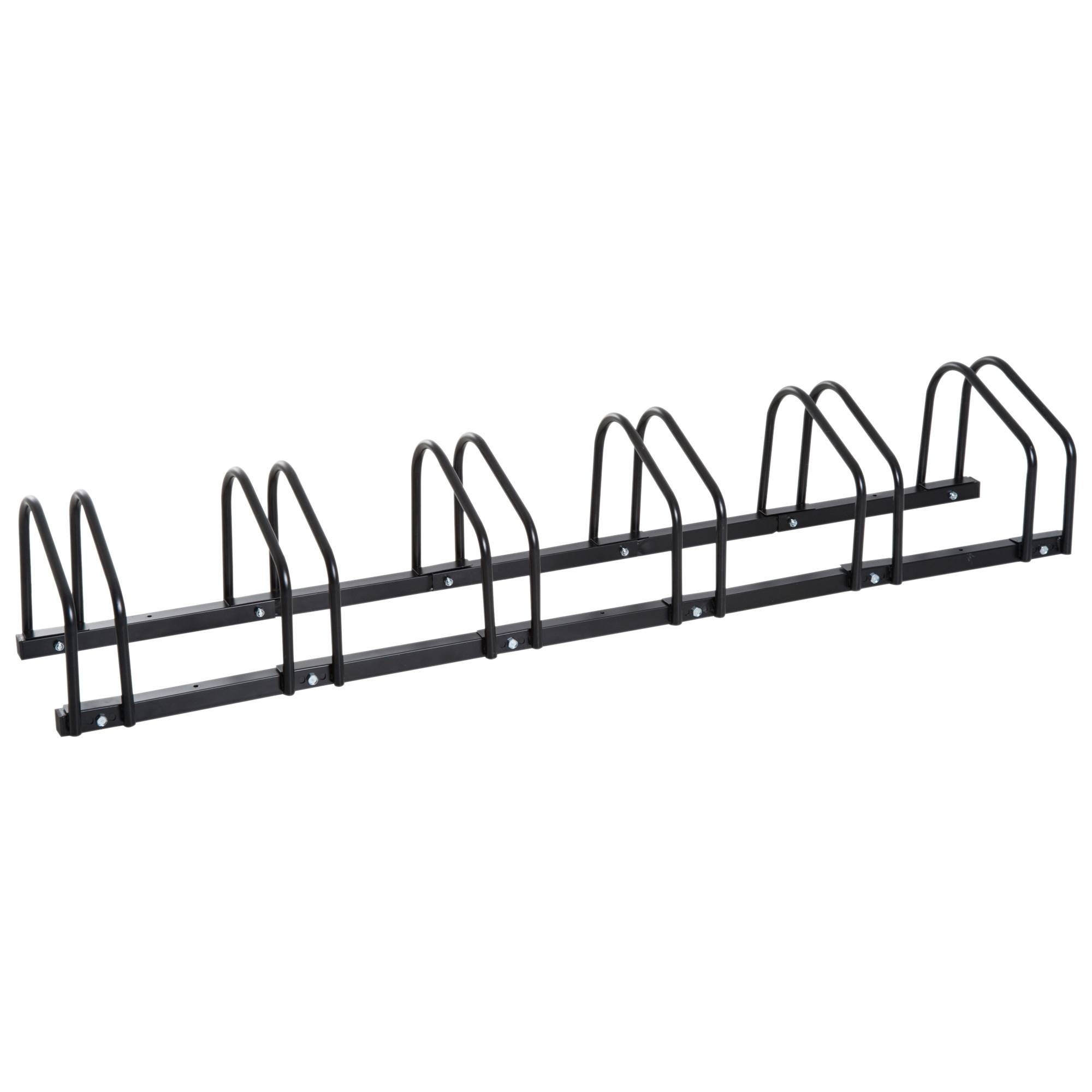 Support pour 6 vélos avec porte-pneus 65 mm, fixation au sol ou murale, acier noir 179 cm, rangement garage - Image 2