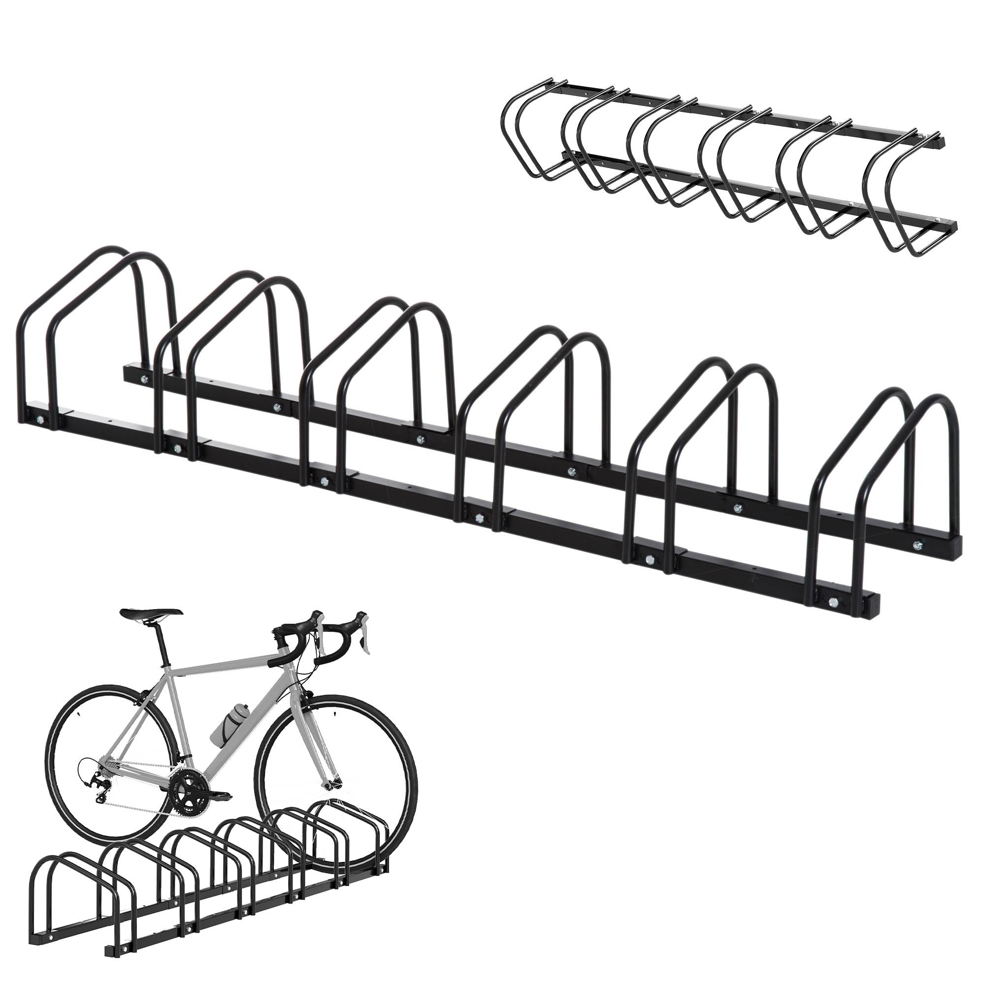 Support pour 6 vélos avec porte-pneus 65 mm, fixation au sol ou murale, acier noir 179 cm, rangement garage - Image 1
