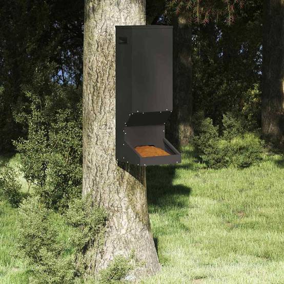 Mangeoire Cerf Gibier Acier 3kg Fixation Arbre Forêt Noir - ComfortXL Outdoor Living - Image 1