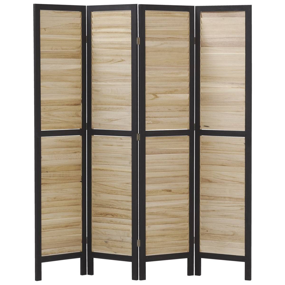 Aubry Gaspard - Paravent en bois naturel et noir 4 panneaux - Image 1