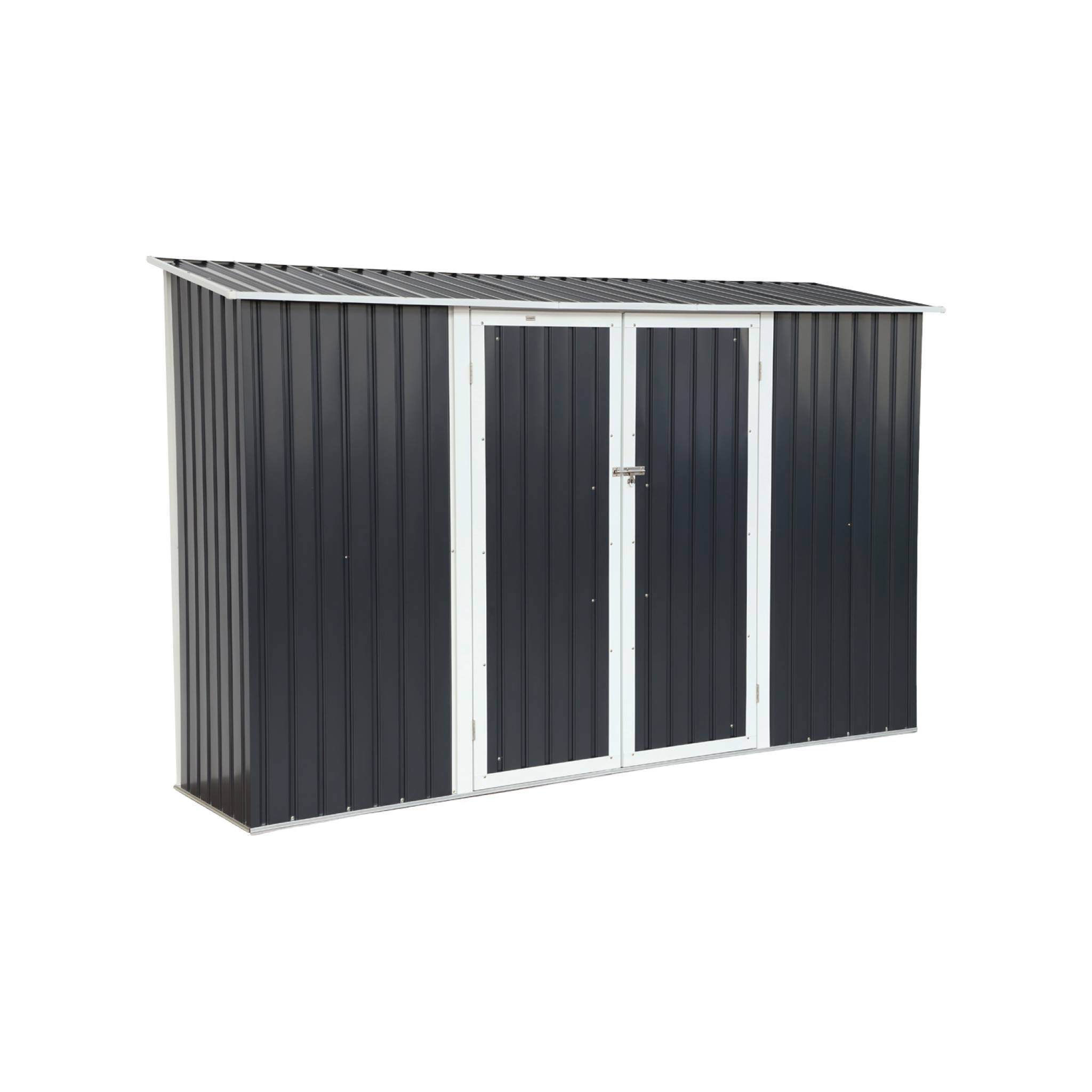 sweeek - Abri de jardin à adosser acier galvanisé 2.57 m² avec kit d'ancrage anthracite et blanc - Vimeu | sweeek - Image 2