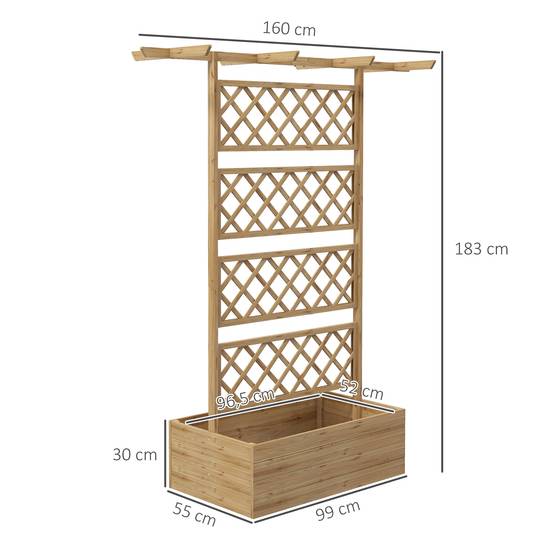 Jardinière surélevée treillis bois jardin extérieur plantes grimpantes naturel - ComfortXL Outdoor Living - Image 5