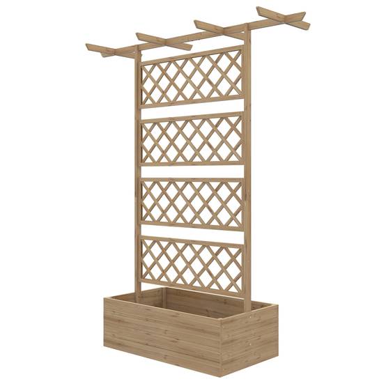 Jardinière surélevée treillis bois jardin extérieur plantes grimpantes naturel - ComfortXL Outdoor Living - Image 2