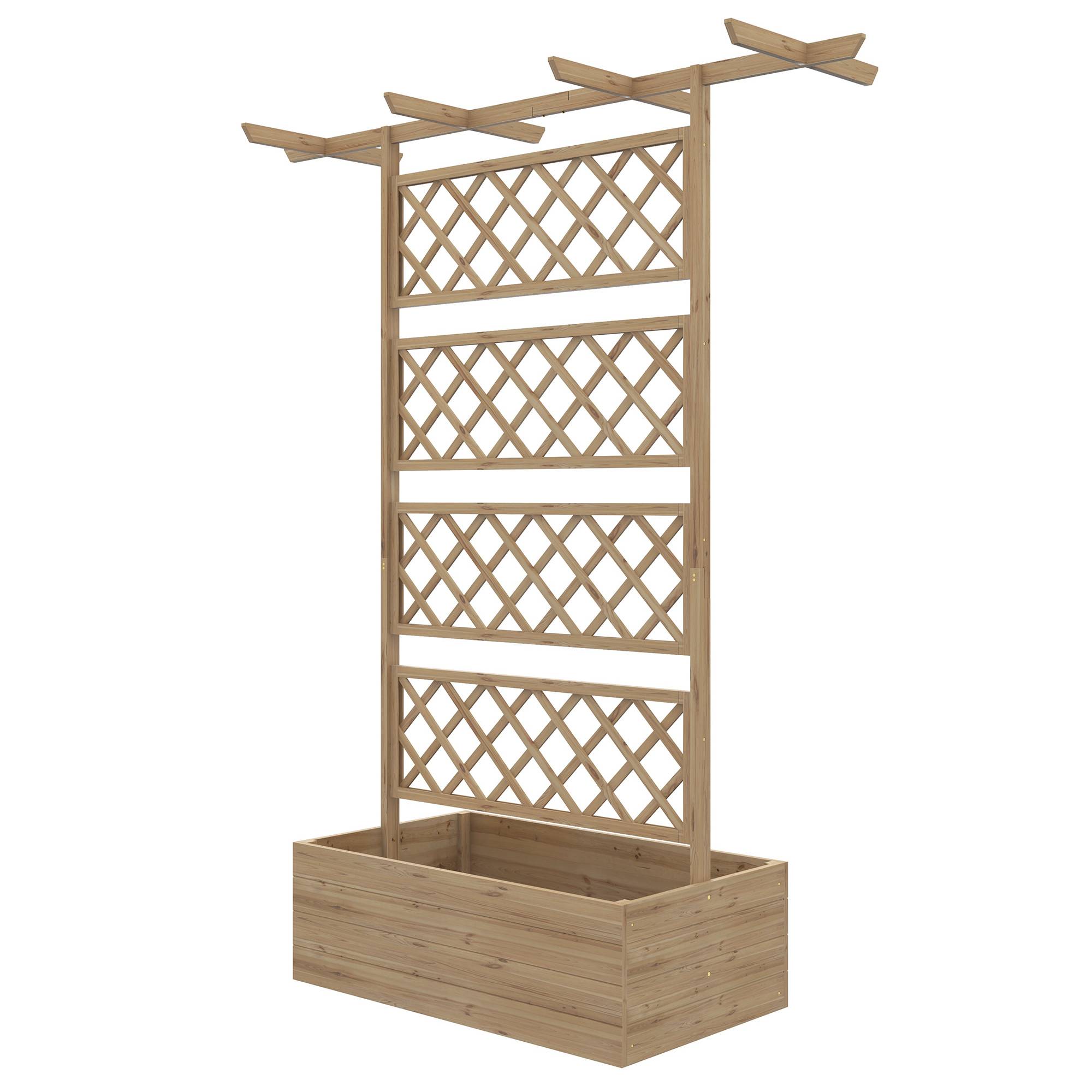 Jardinière surélevée treillis bois jardin extérieur plantes grimpantes naturel - ComfortXL Outdoor Living - Image 2