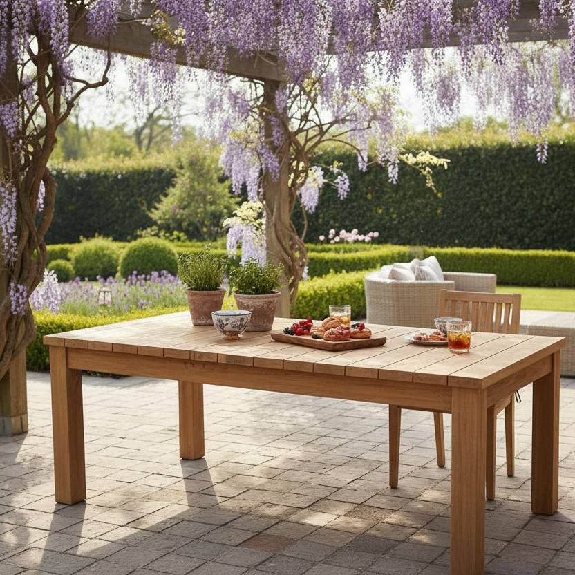 Table extensible en teck recyclé 220/260 /300 x 100 Taurus - Gecko Jardin - Image 4