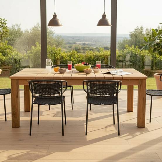Table extensible en teck recyclé 220/260 /300 x 100 Taurus - Gecko Jardin - Image 5