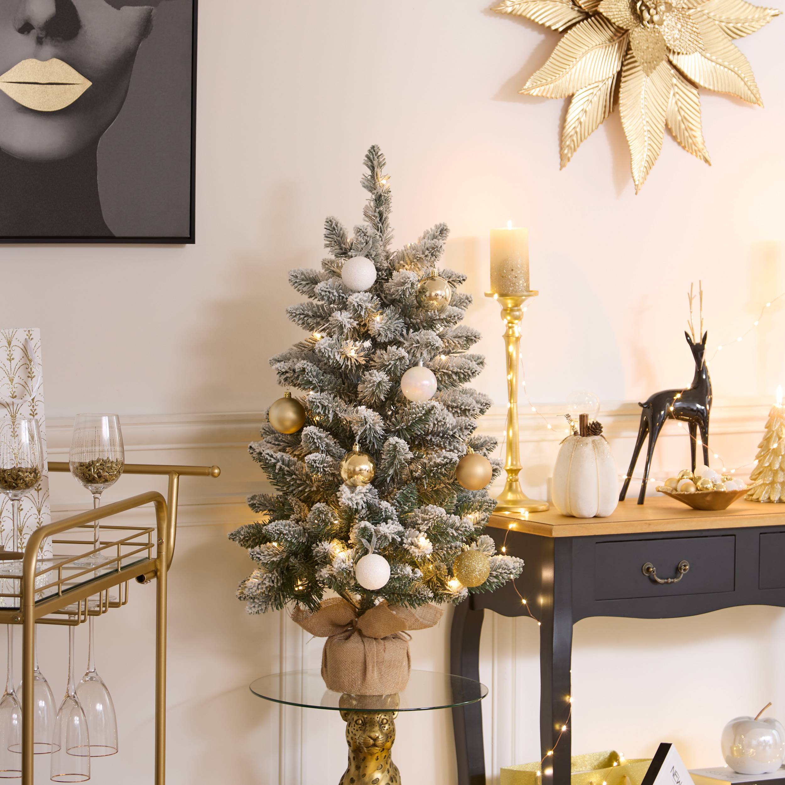 Fééric Lights & Christmas - Sapin de Noël artificiel de table Juti floqué lumineux 90 cm - Feeric Lights & Christmas - Image 1