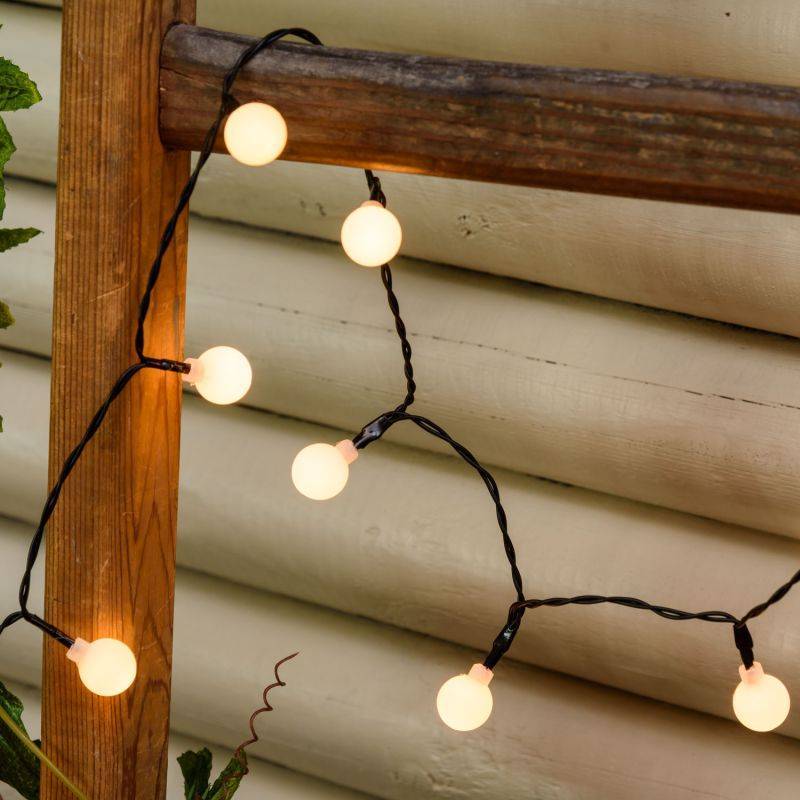 Lotti - Guirlande lumineuse Solaire 5m 50 boules blanches LED blanc chaud 8 modes Lotti - Image 3