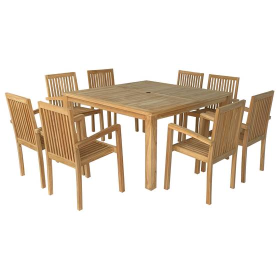 Happy Garden - Salon de jardin en teck JAVA - table carrée - 8 places - HAPPY GARDEN - Image 1