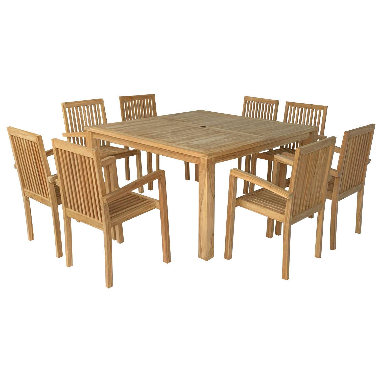 Happy Garden - Salon de jardin en teck JAVA - table carrée - 8 places - HAPPY GARDEN - Image 1