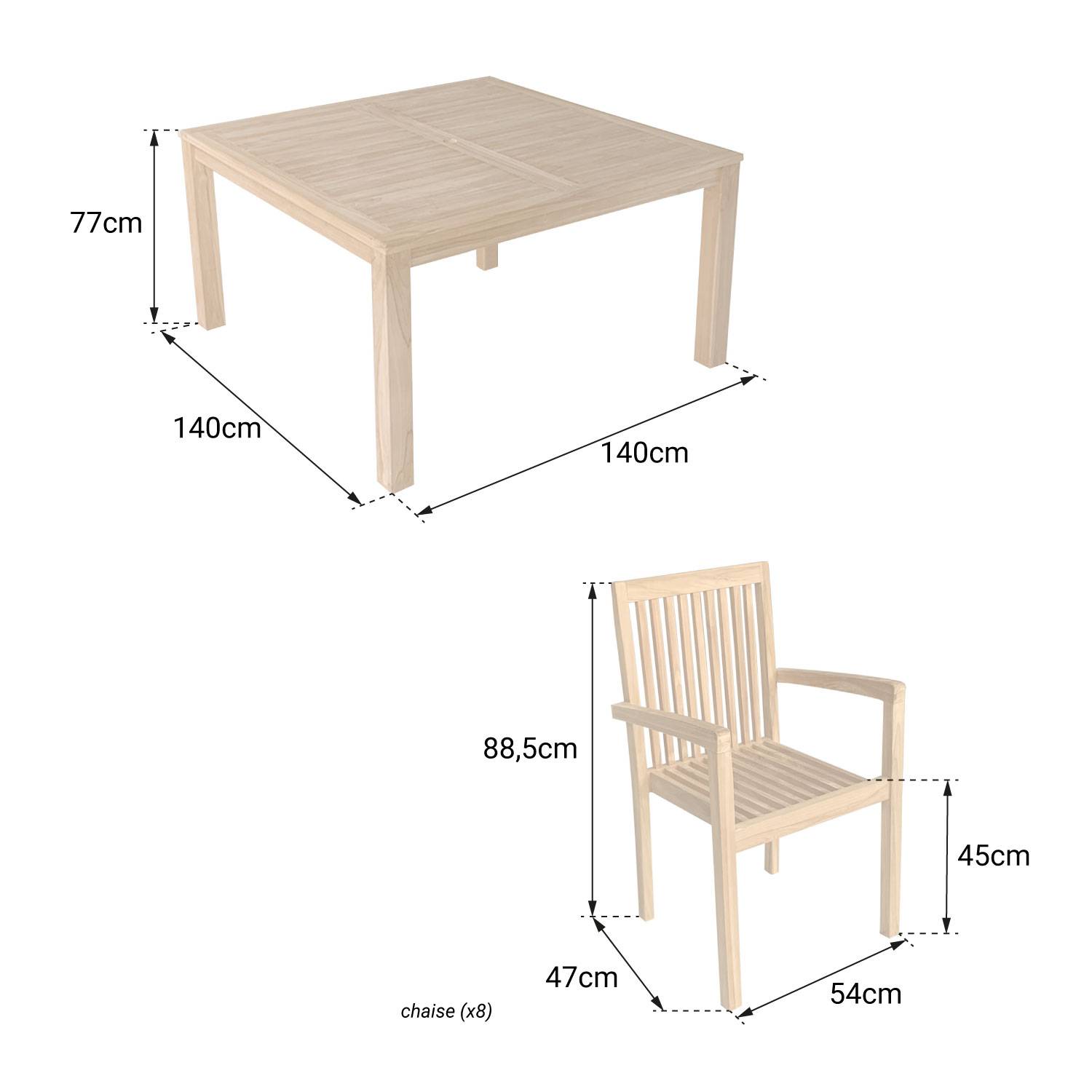 Happy Garden - Salon de jardin en teck JAVA - table carrée - 8 places - HAPPY GARDEN - Image 6