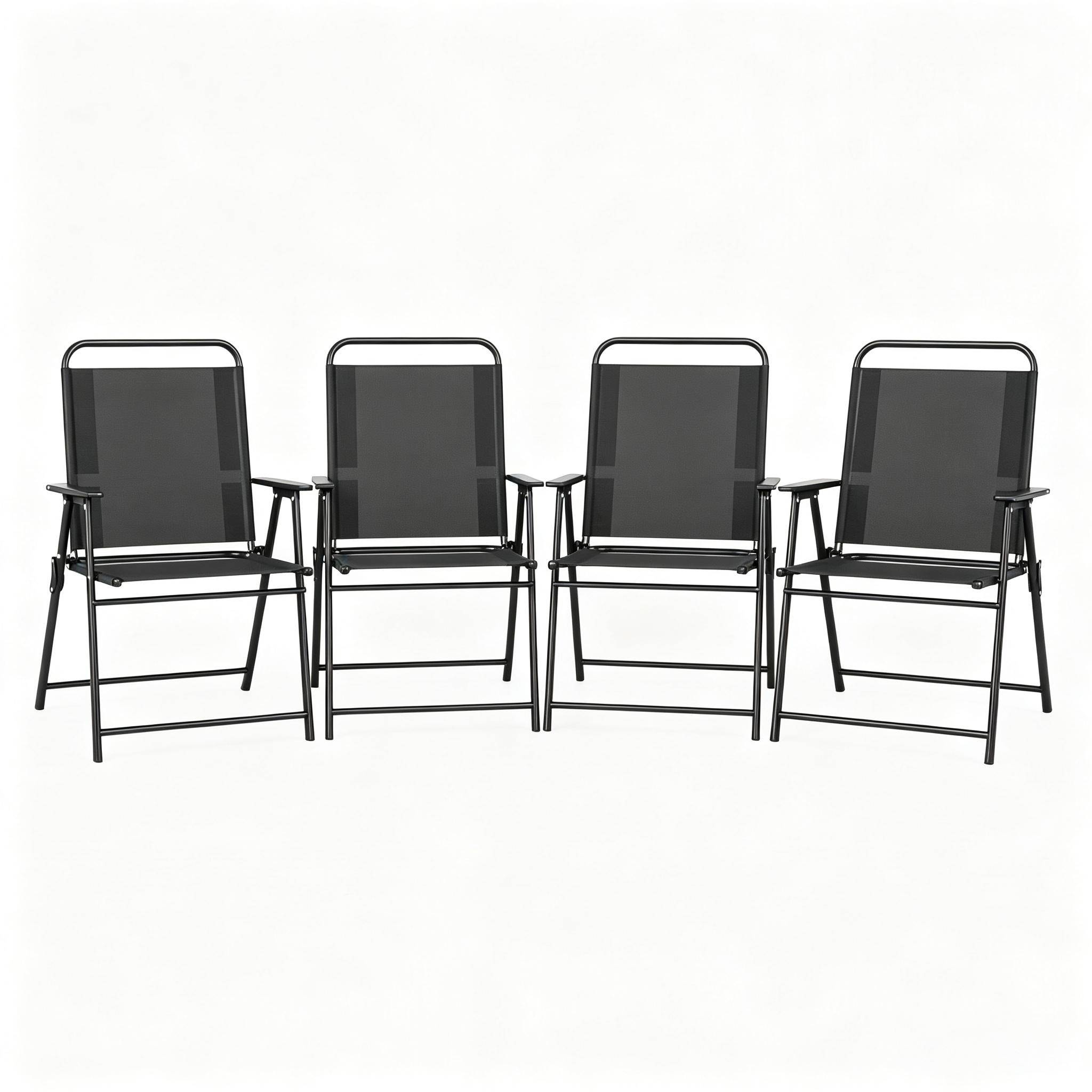 ComfortXL - Lot de 4 chaises pliantes acier noir 65 x 60 x 94 cm terrasse camping confort - ComfortXL Outdoor Living - Image 2