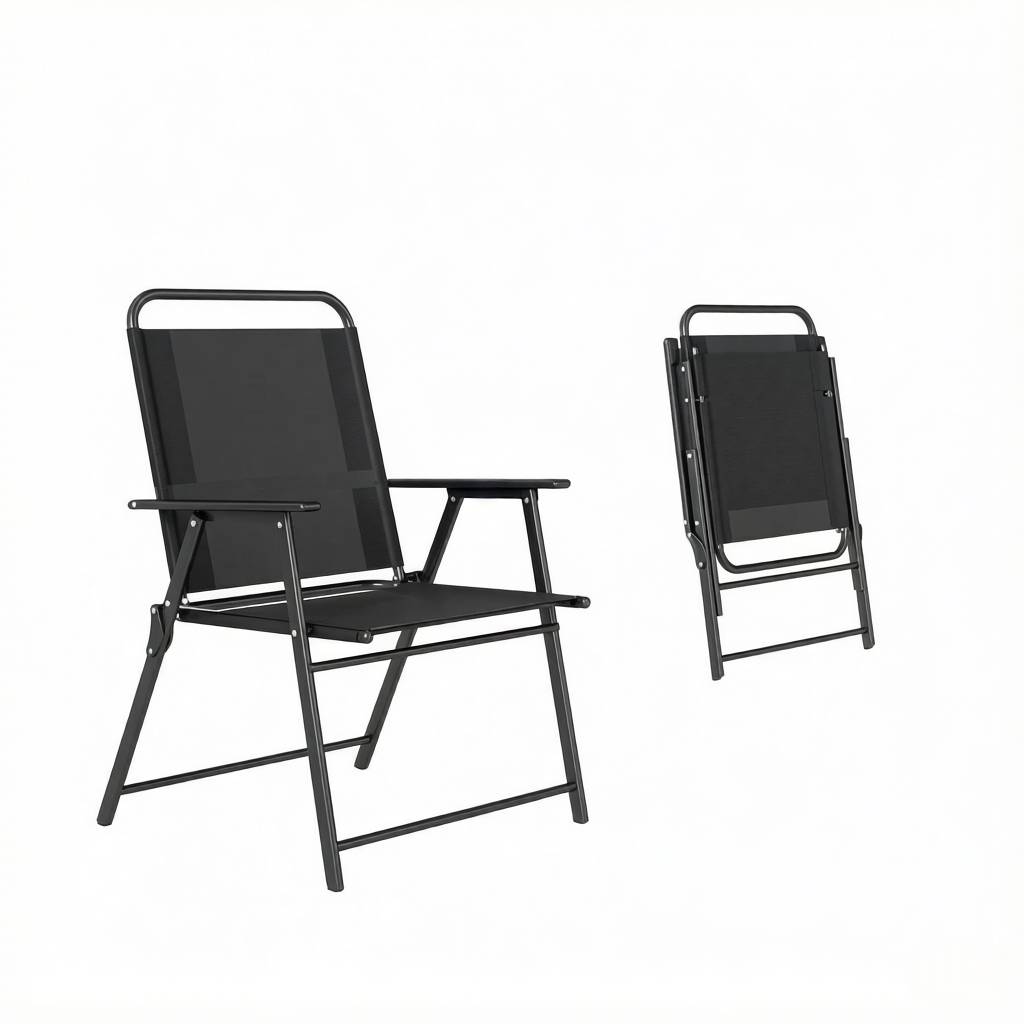 ComfortXL - Lot de 4 chaises pliantes acier noir 65 x 60 x 94 cm terrasse camping confort - ComfortXL Outdoor Living - Image 6