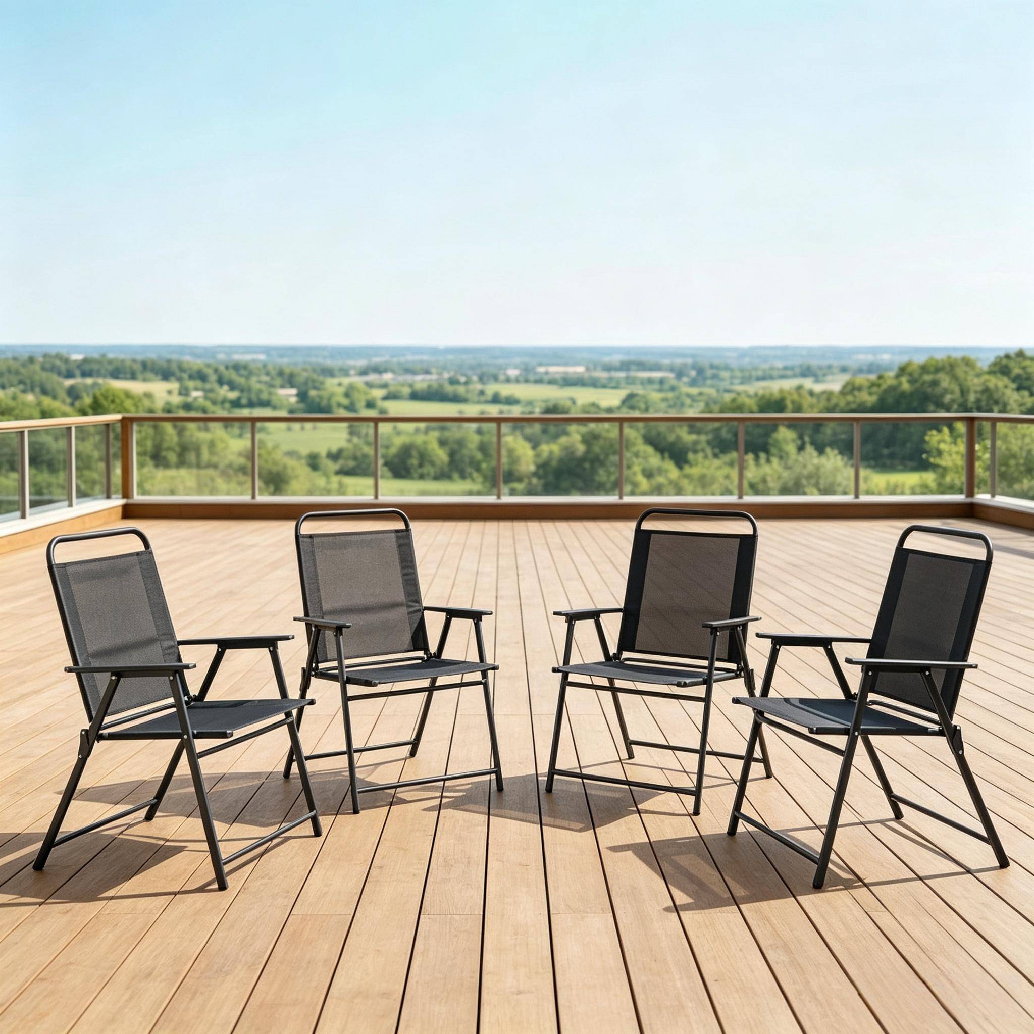 ComfortXL - Lot de 4 chaises pliantes acier noir 65 x 60 x 94 cm terrasse camping confort - ComfortXL Outdoor Living - Image 3