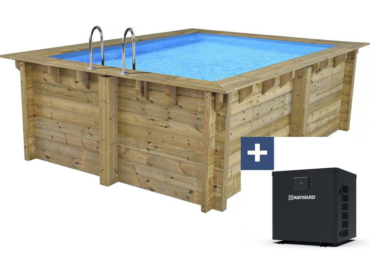 Piscine Bois Rectangle " Caimans 120 " - 4.10 X 3.00 X 1.24  M + Pompe à Chaleur  3.5 Kw/h -habitat Et Jardin - Image 1