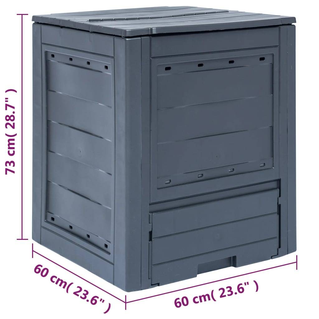 ComfortXL - Composteur de Jardin Plastique 260L Déchets Organiques Ventilation Optimale 60x60x73 cm Gris - ComfortXL Outdoor Living - Image 7
