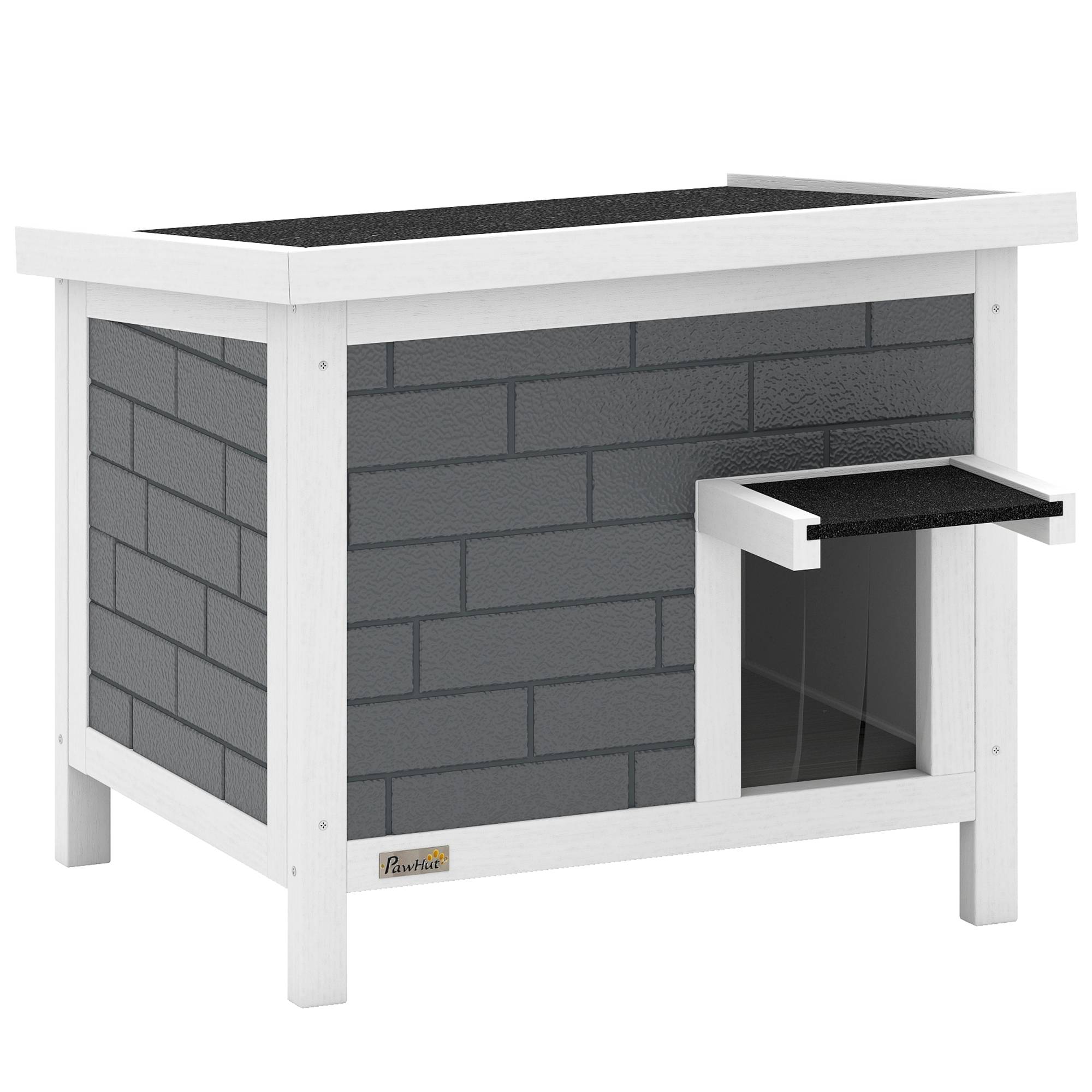 ComfortXL - Maison pour chat extérieur en sapin gris 61 x 51 x 53,5 cm isolée aluminium avec toit ouvrant pour animaux jusqu’à 5 kg - Image 10