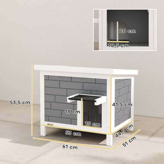 ComfortXL - Maison pour chat extérieur en sapin gris 61 x 51 x 53,5 cm isolée aluminium avec toit ouvrant pour animaux jusqu’à 5 kg - Image 3