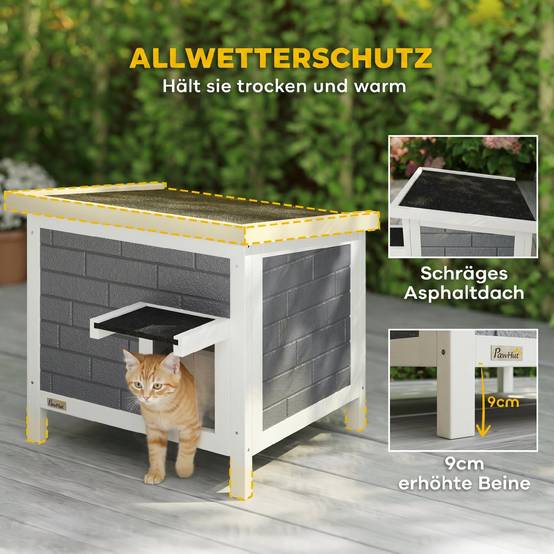 ComfortXL - Maison pour chat extérieur en sapin gris 61 x 51 x 53,5 cm isolée aluminium avec toit ouvrant pour animaux jusqu’à 5 kg - Image 5