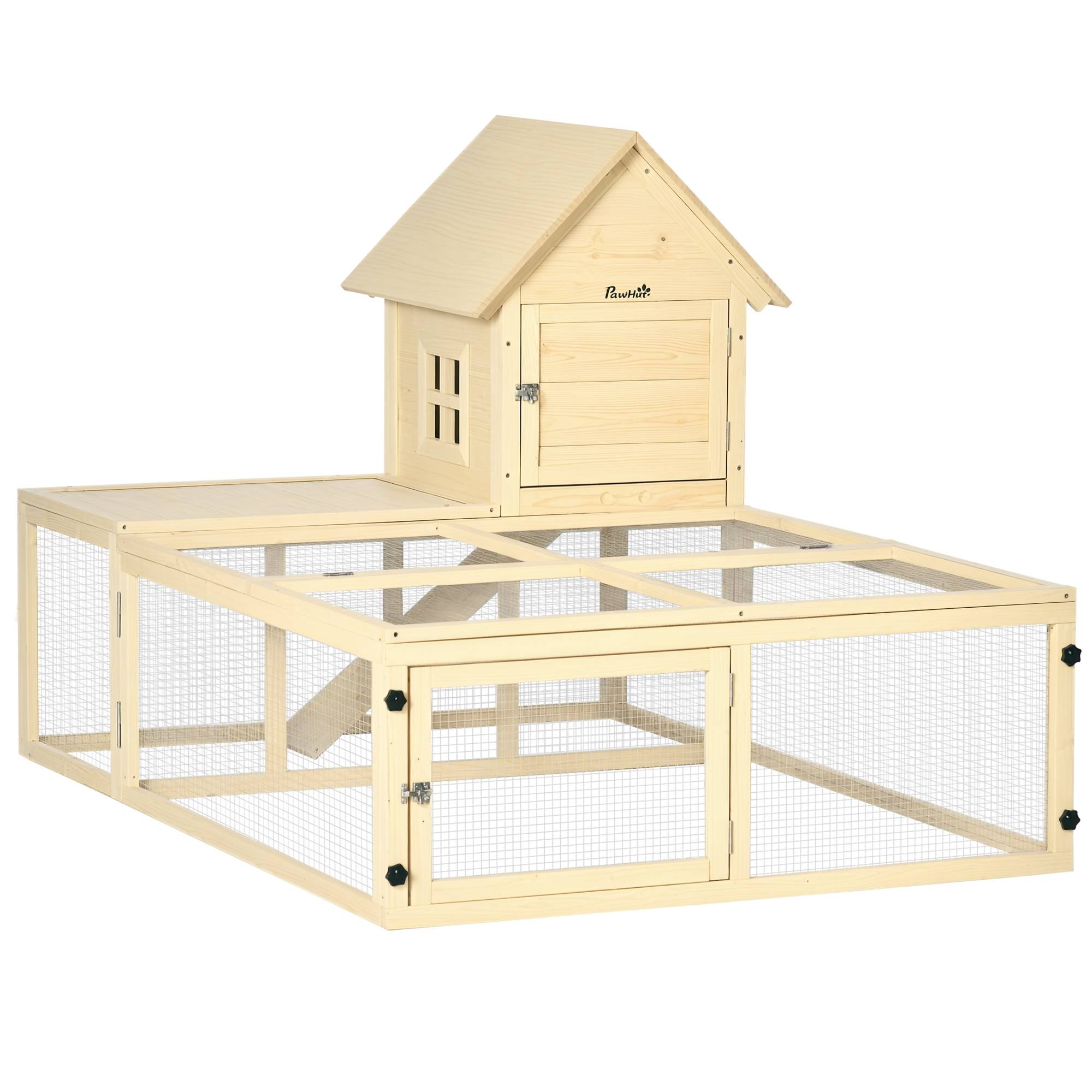 Clapier en bois enclos pour animaux villa pour lapin 2 niveaux avec aire de course rampe et portes verouillables - Image 1